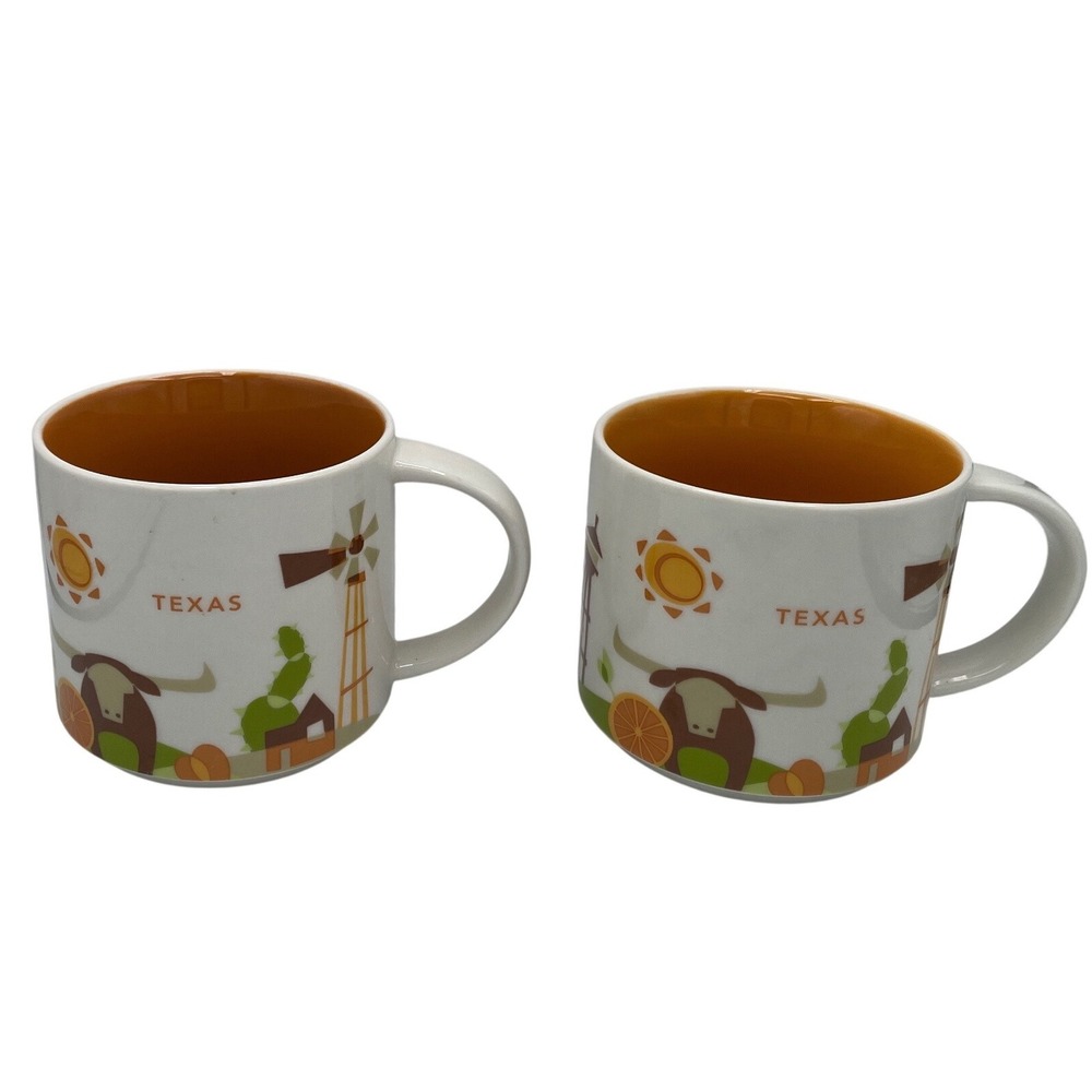Starbucks You Are Here Collection Texas Coffee Mugs Set of 2 14oz Ceramic
